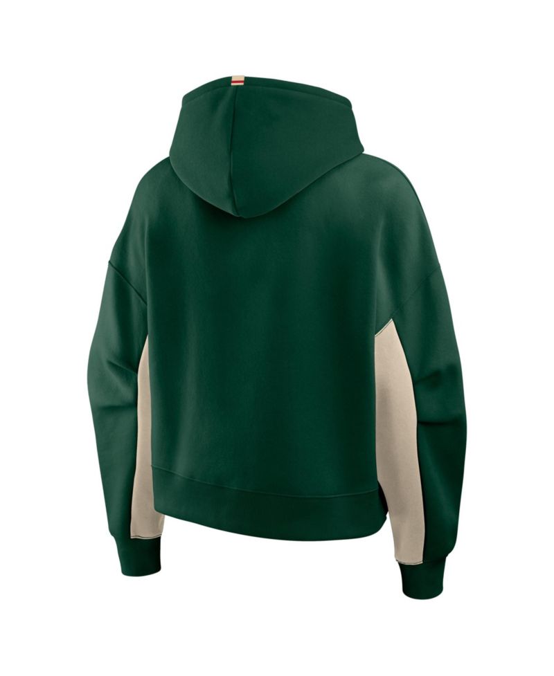 Women's Green Minnesota Wild Back Check Boxy Hoodie