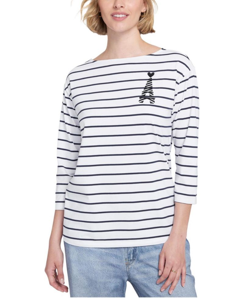 Women's Striped Tee With Graphic Top