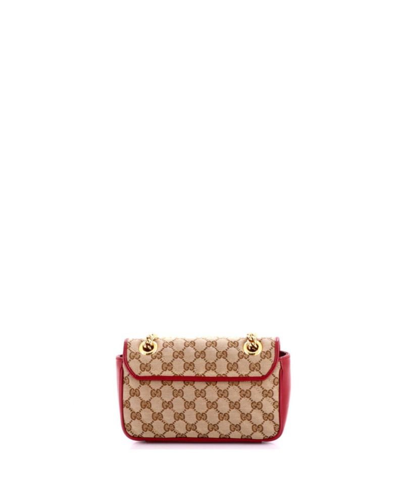 Mini GG Marmont Flap Bag Diagonal Quilted GG Canvas with Leather