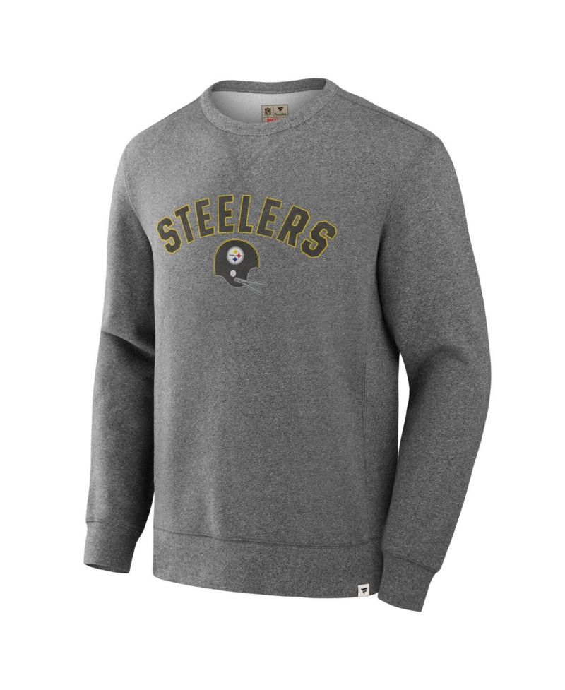 Men's Heather Gray Pittsburgh Steelers Loop Terry Pullover Sweatshirt