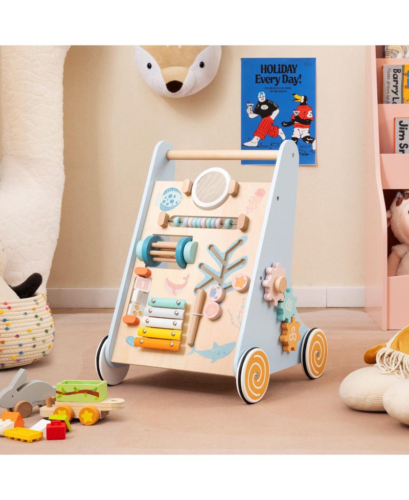 Toddler Walker Push and Pull Learning Activity Center with Wheels