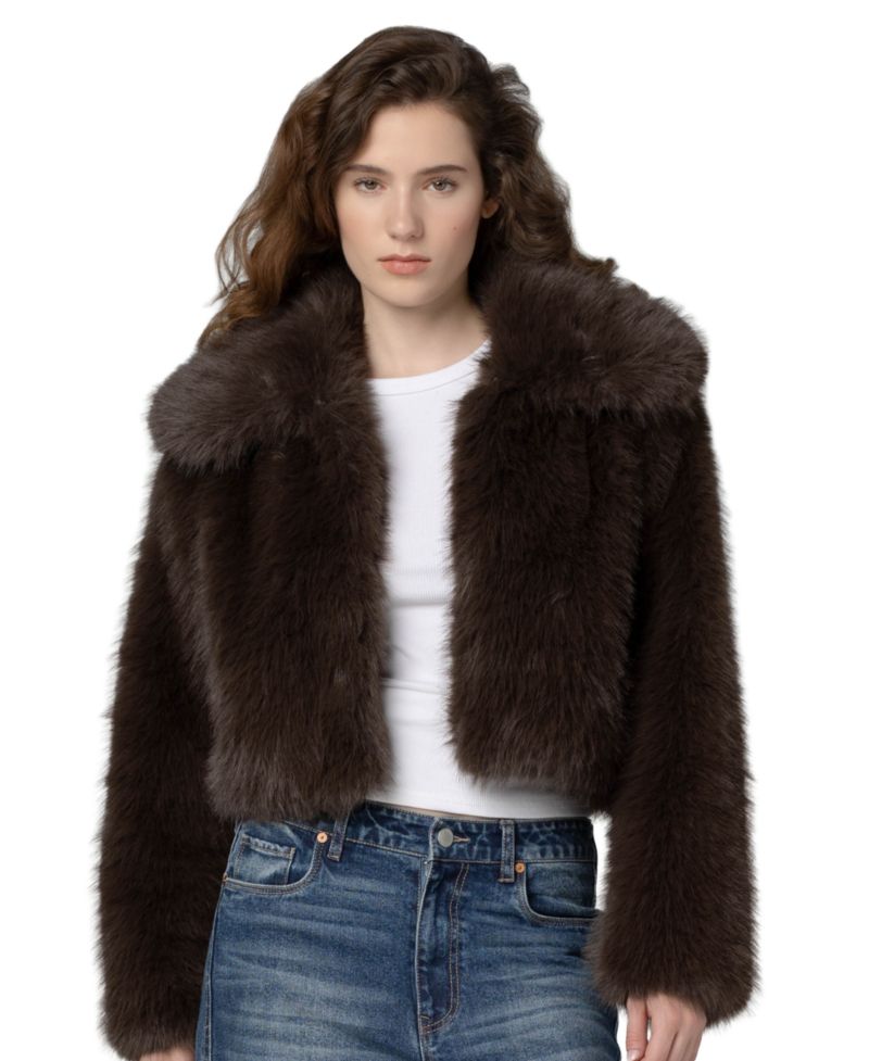 Women's Make It Rain Faux-Fur Cropped Jacket