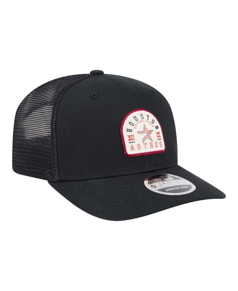 Men's Black Houston Astros Throwback Contest 9SEVENTY Adjustable Trucker Hat