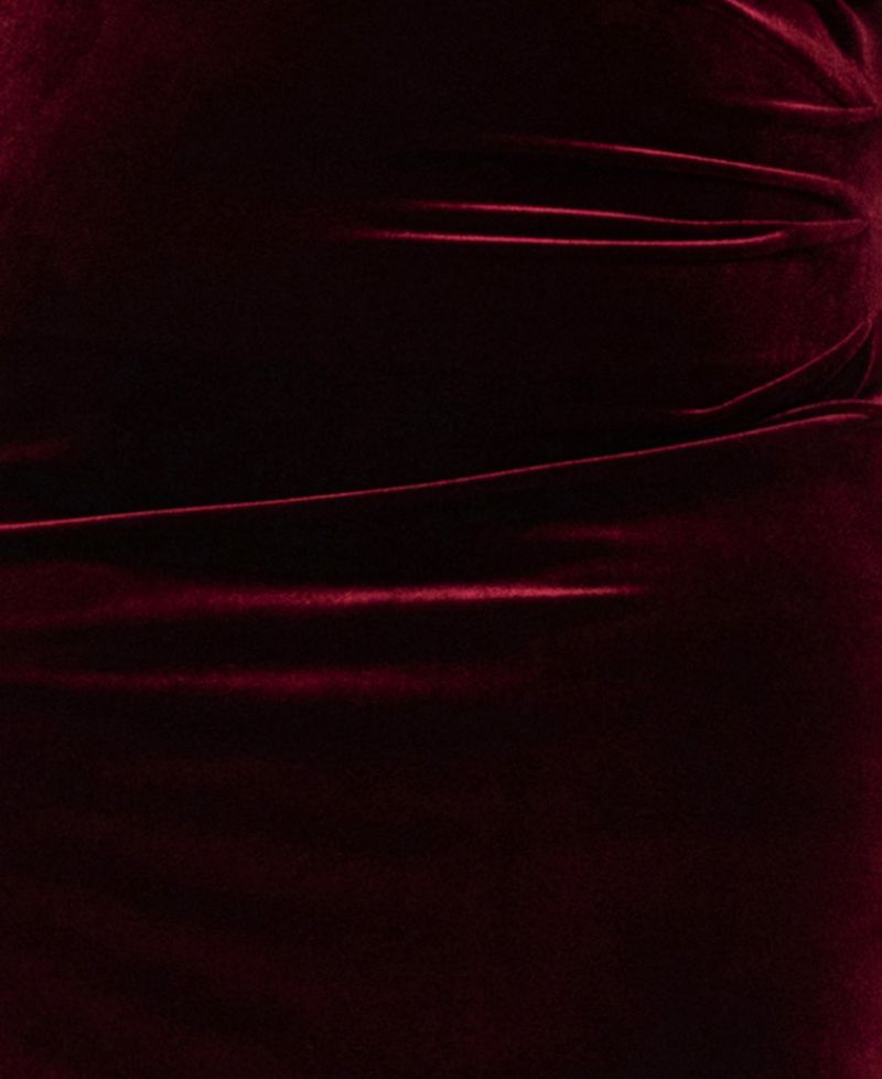 Plus Size Off-the-Shoulder Velvet Long-Sleeve Gown