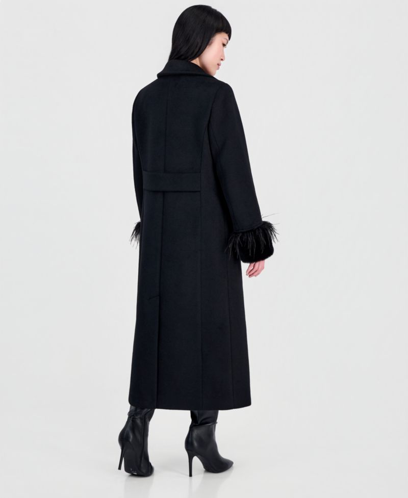 Women's Faux-Fur and Feather-Trim Maxi Coat