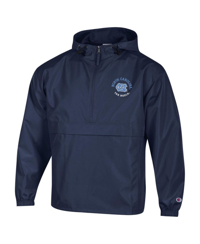 Men's Navy North Carolina Tar Heels Packable Hooded Windbreaker Half-Zip Jacket