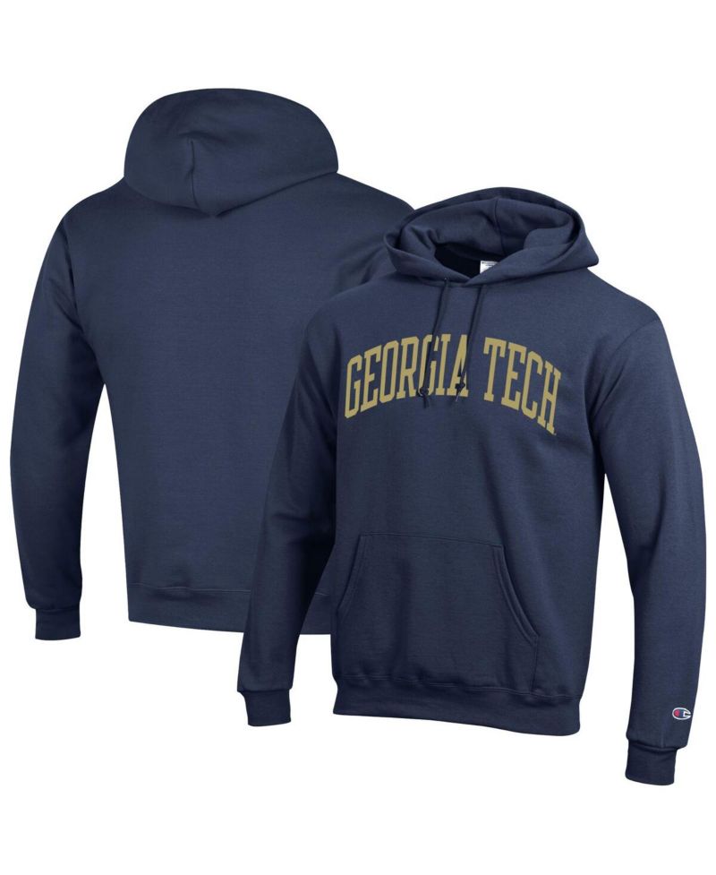 Men's Navy Georgia Tech Yellow Jackets Basic Arch Fleece Pullover Hoodie