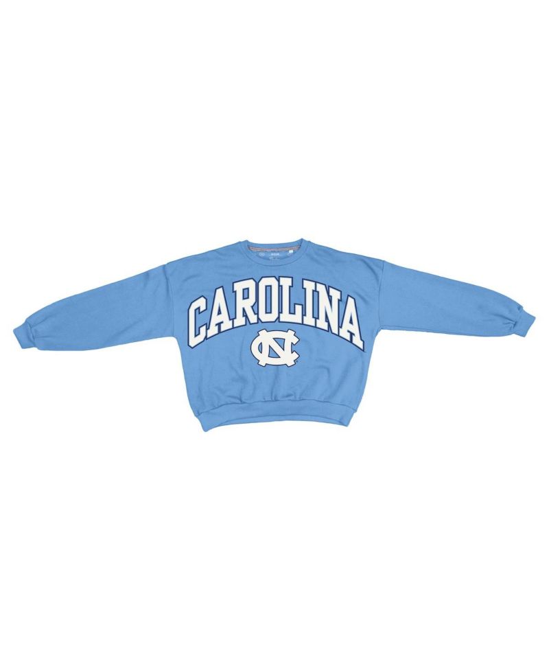 Women's Light Blue North Carolina Tar Heels Oversized Janice Waist-Length Sweatshirt