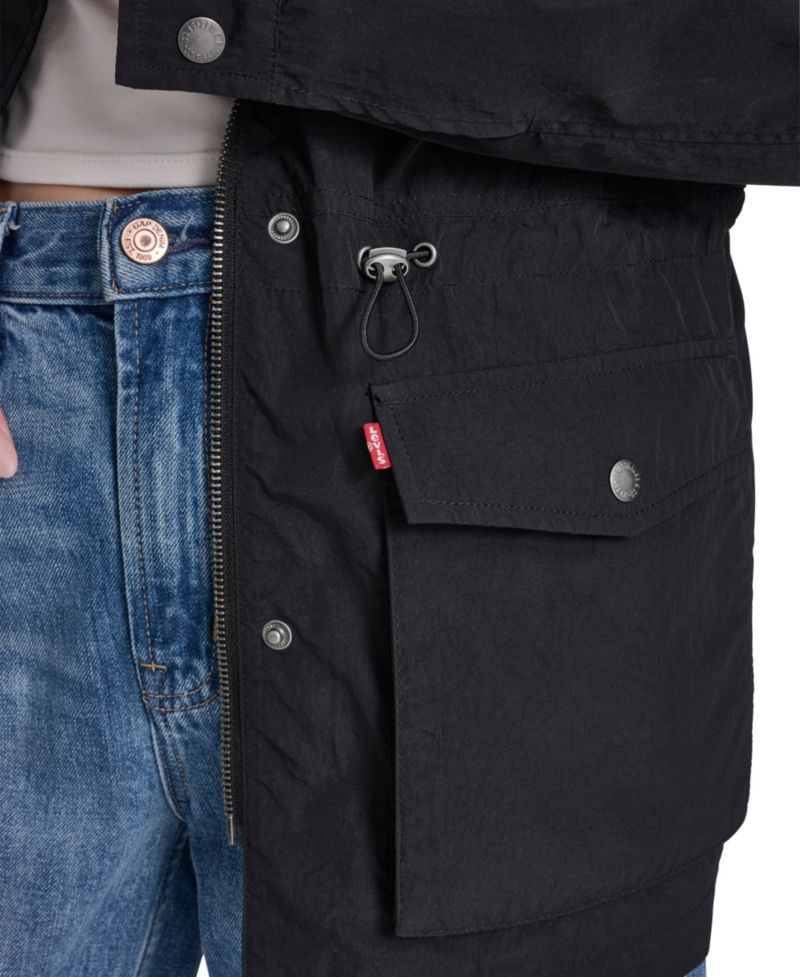 Women's Cinch-Waist Hooded Rain Anorak Jacket