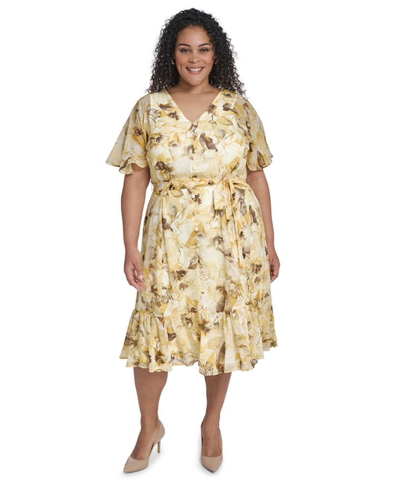 Plus Size Printed Midi Dress