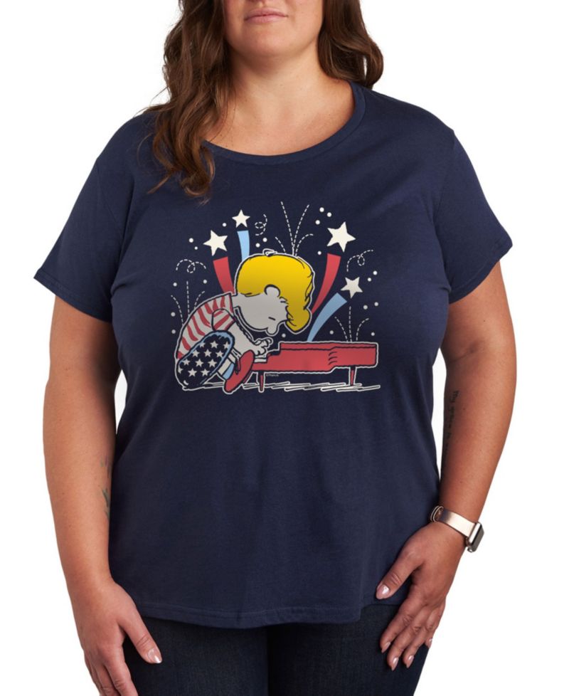 Plus Size Peanuts Americana Piano Graphic T-Shirt