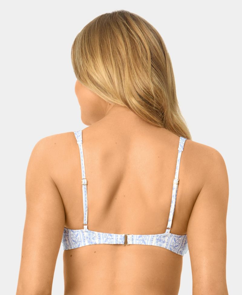 Women's Toile Stripe Knot Front Swim Bikini Top