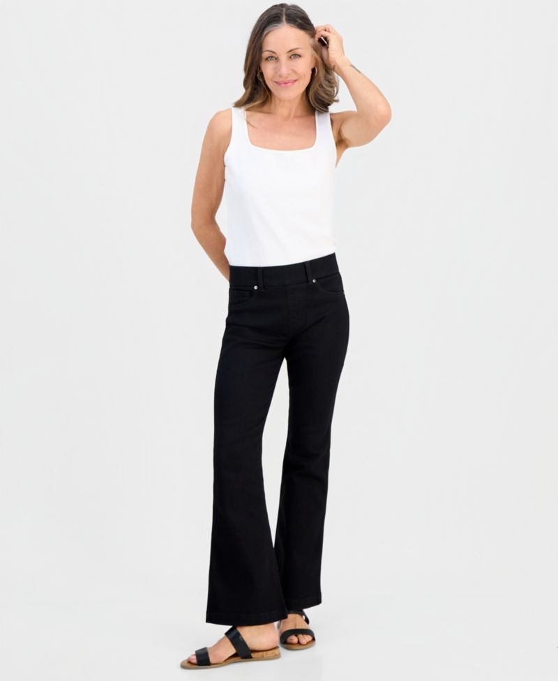 Petite Pull-On Shaping High-Rise Bootcut Jeans