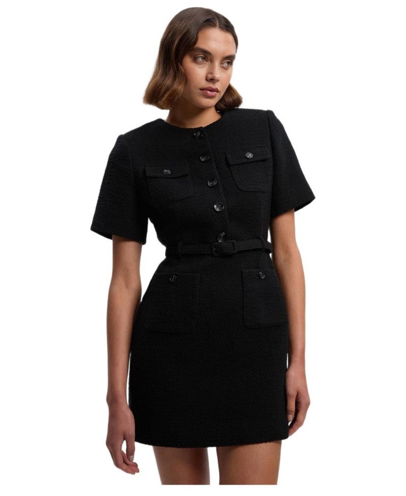 Women's Tweed Belted Mini Dress