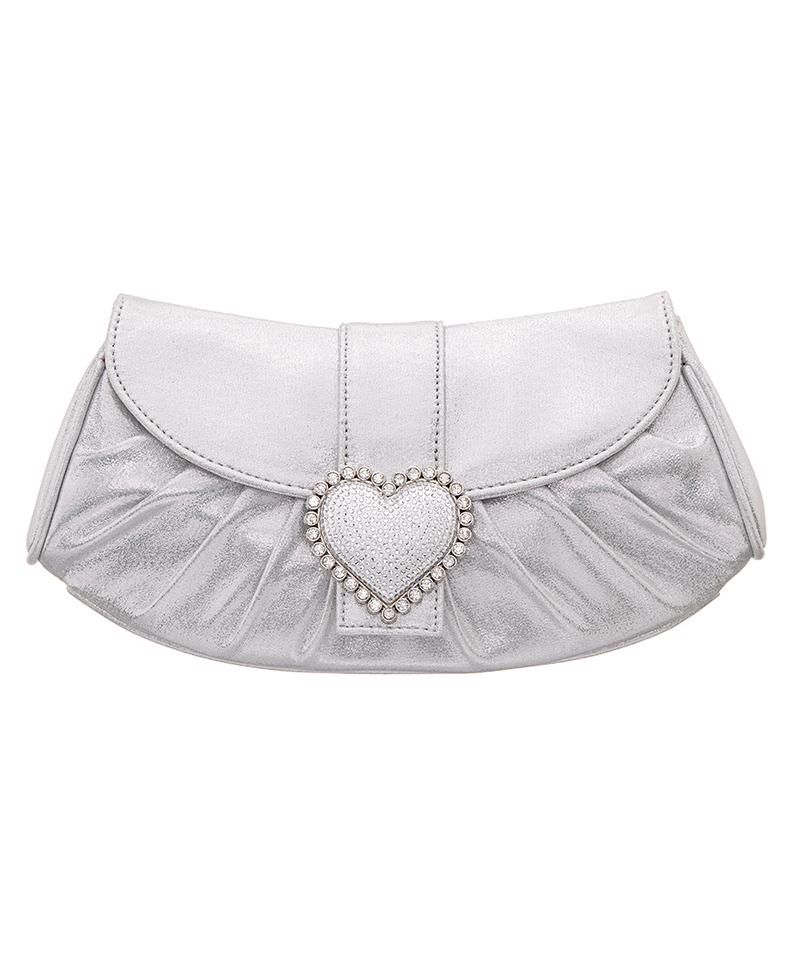 Crystal Heart Adorned Clutch Handbag