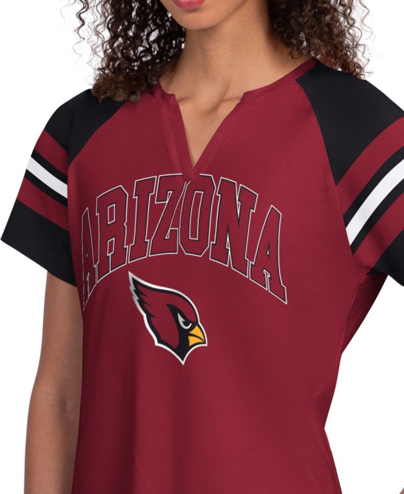 Women's Cardinal Arizona Cardinals Game On Notch Neck Raglan T-Shirt