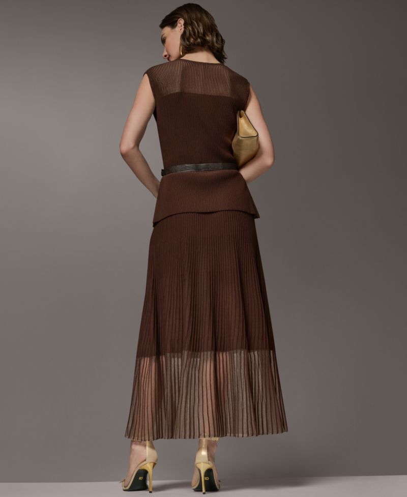 Women's Sleeveless Knit Maxi Sweater Dress with Belt