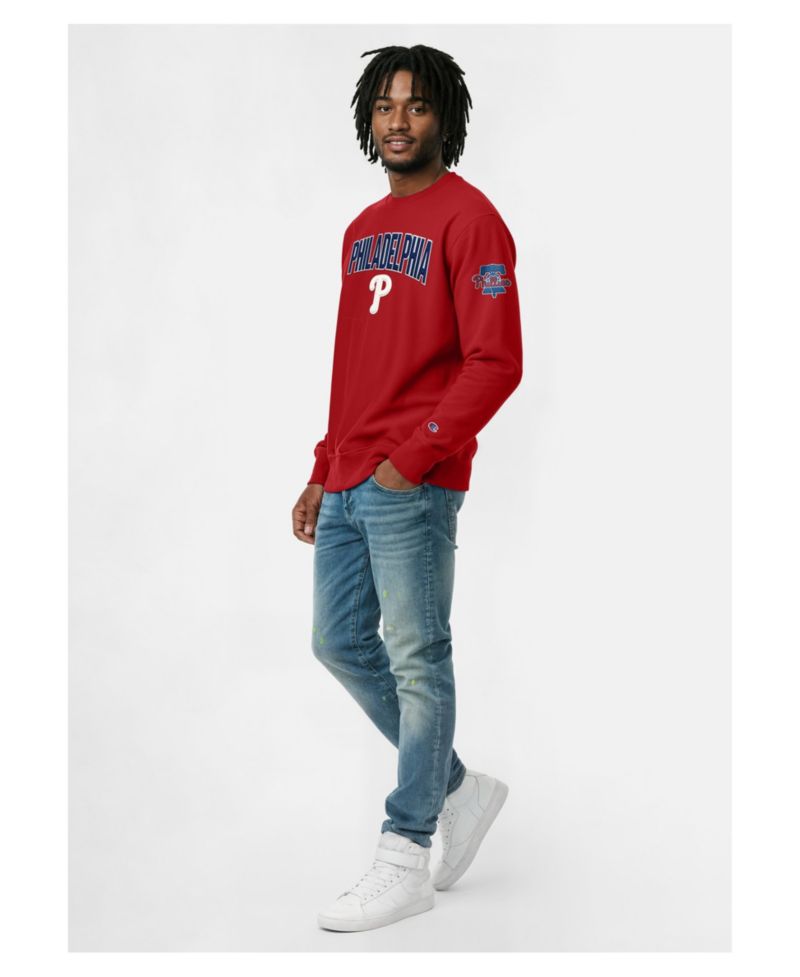 Men's Red Philadelphia Phillies Reverse Weave Chenille Sweatshirt