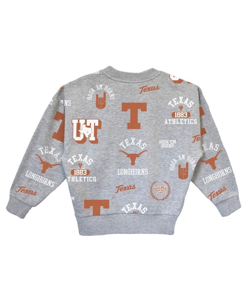 Big Girls Gray Texas Longhorns Always on Repeat Pullover Sweatshirt