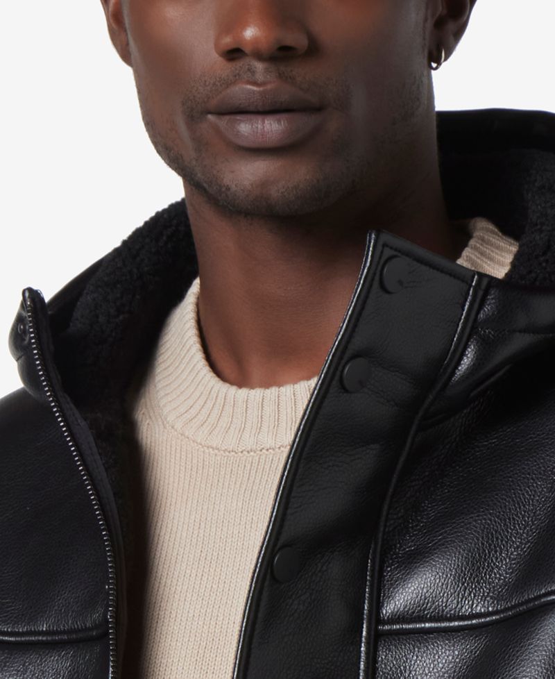 Men's Donohue Faux Leather Fleece-Lined Parka Jacket
