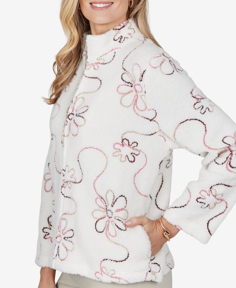Petite Floral Fleece Jacket with Pockets