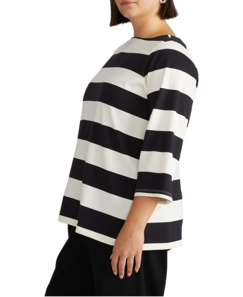 Women's Plus Size Belle Breton Stripe Jersey Tee