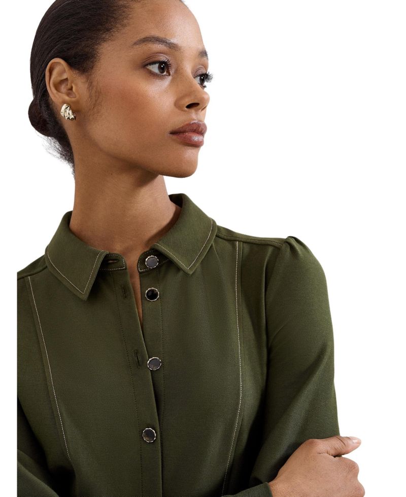 Women's Avenly Long Sleeve Belted Midi Shirt Dress