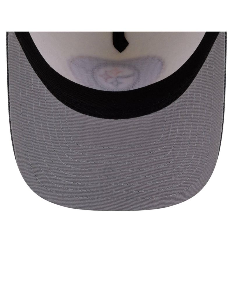 Men's Cream/Black Pittsburgh Steelers Washed A-Frame 9FIFTY Snapback Hat