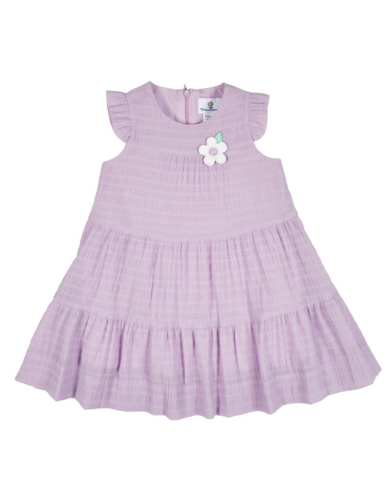 Little Girls Crinkle Lawn Dress With Flower