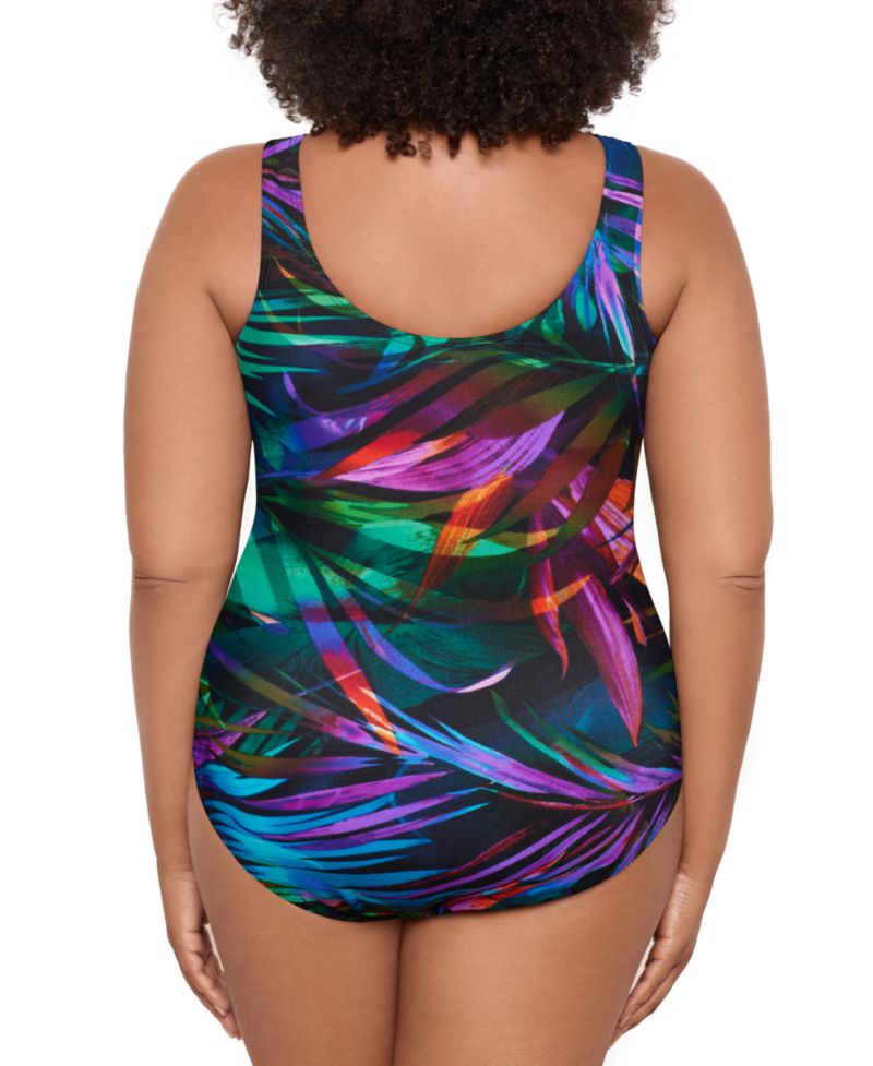 Women's Plus Must Haves Oceanus Tummy Control One Piece Swimsuit