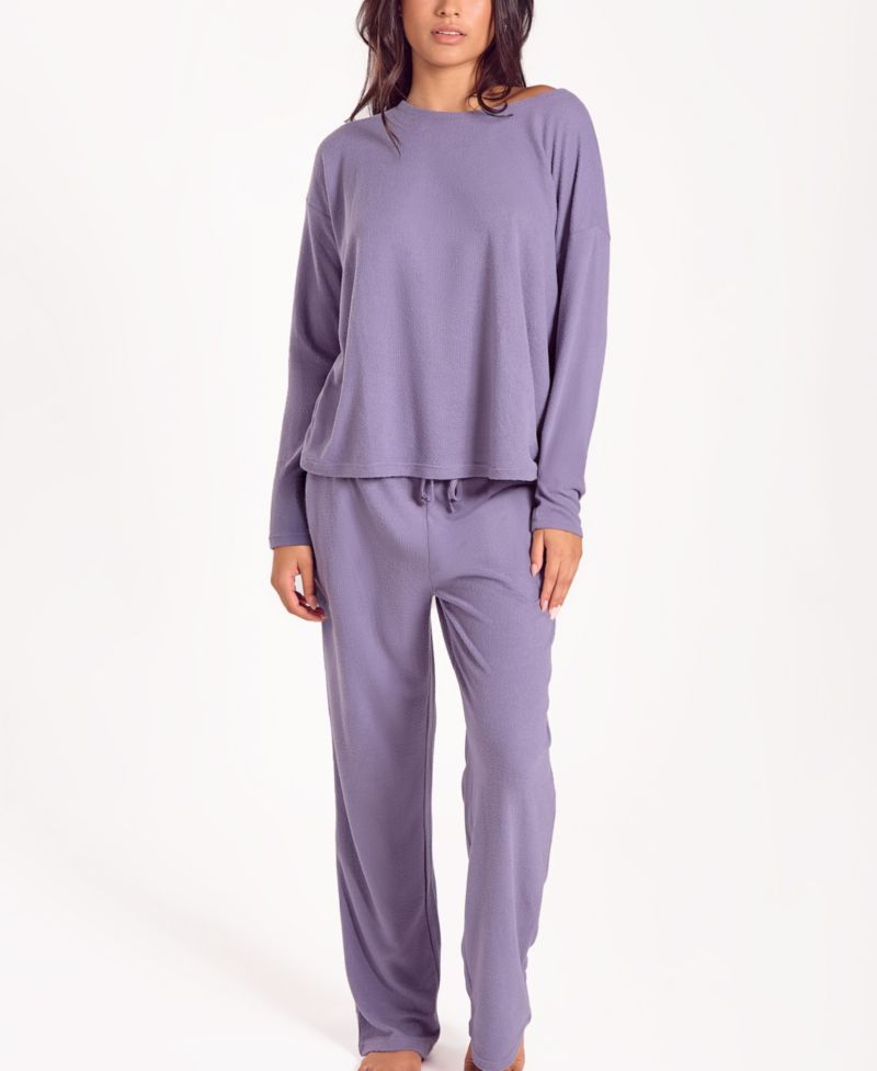 Women's Baby Waffle Stretch Knit Long-Sleeve Pajama Set
