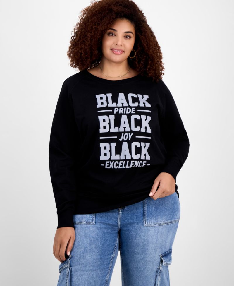Trendy Plus Size Black History Month Graphic Long Sleeve Tee