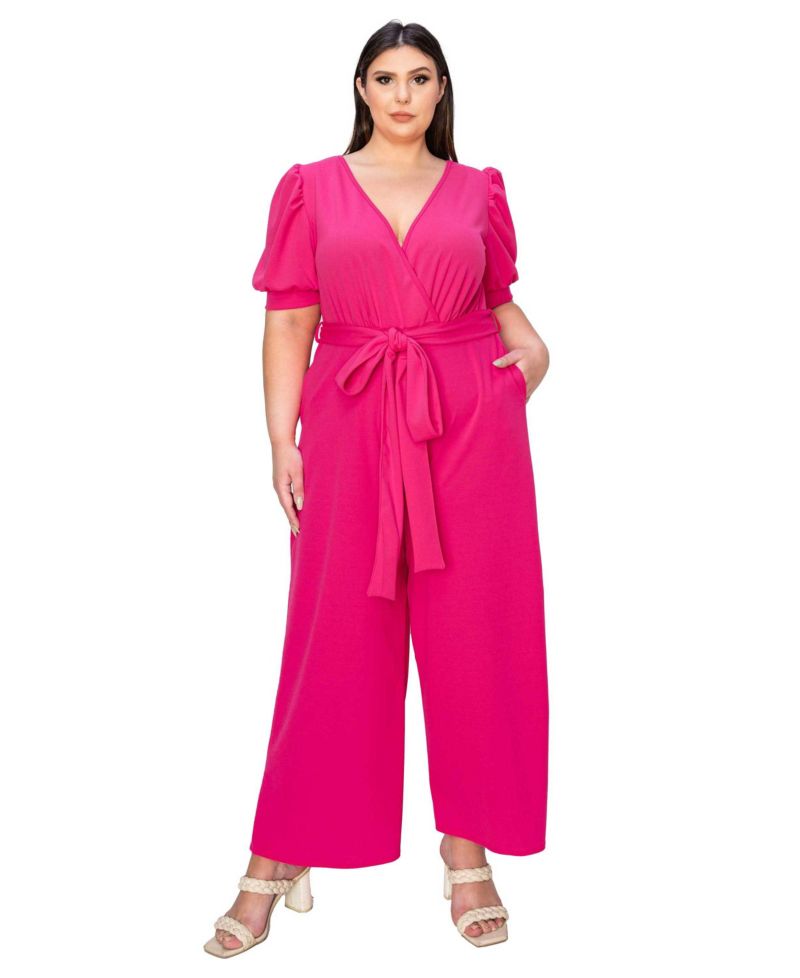 Plus Size Iris Surplice Belted Pocket Jumpsuit