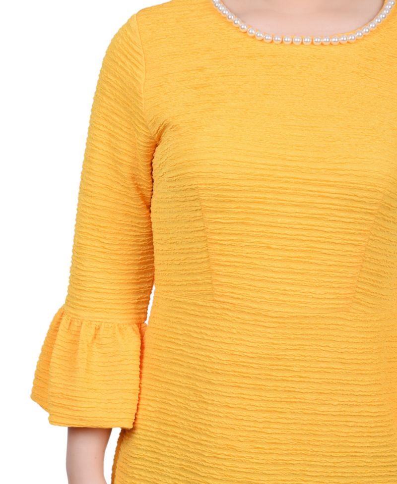 Petite 3/4 Length Imitation Pearl Detail Dress