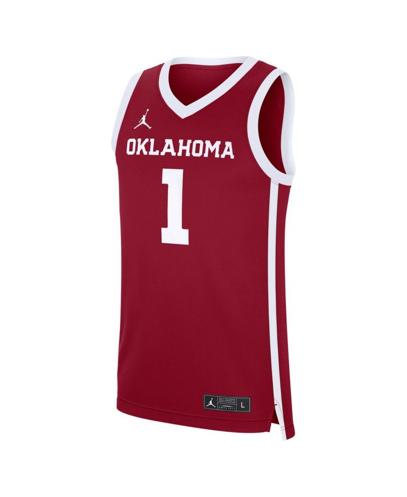 Men's Crimson Oklahoma Sooners 1 Road Replica Basketball Jersey