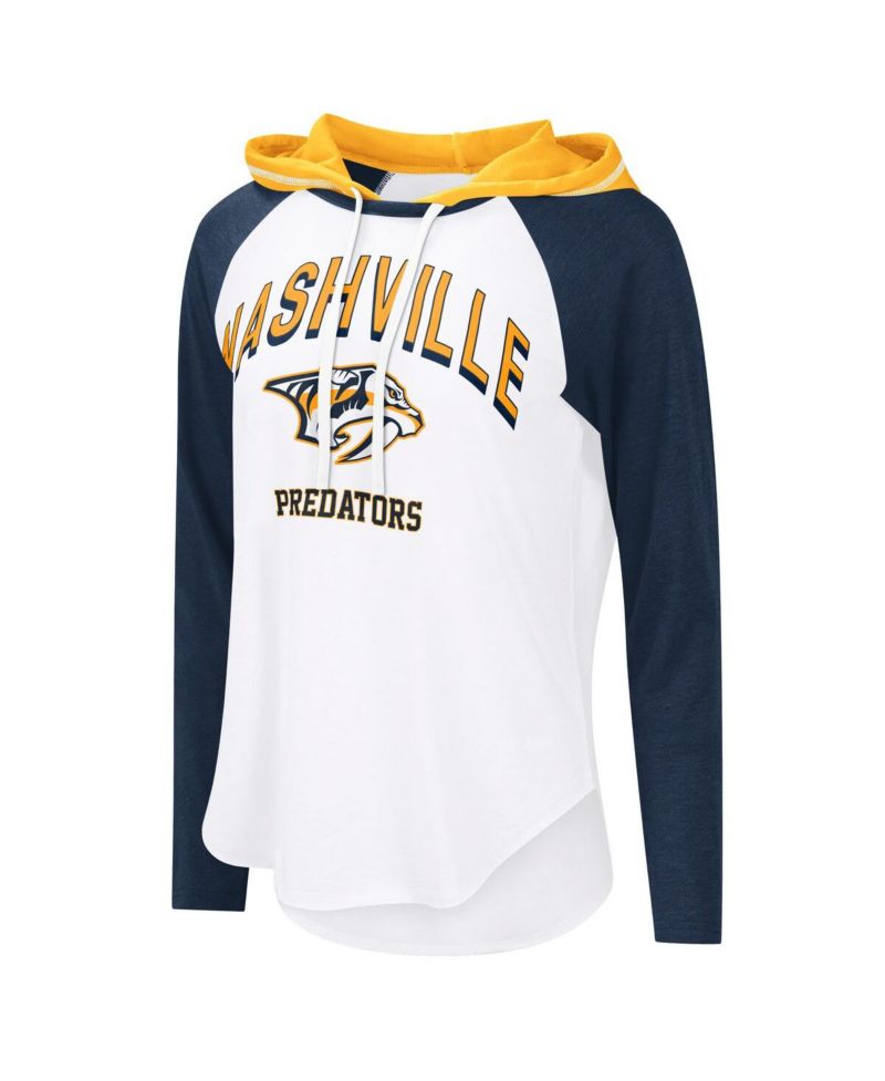 Women's White Nashville Predators VIP Raglan Long Sleeve Hoodie T-Shirt