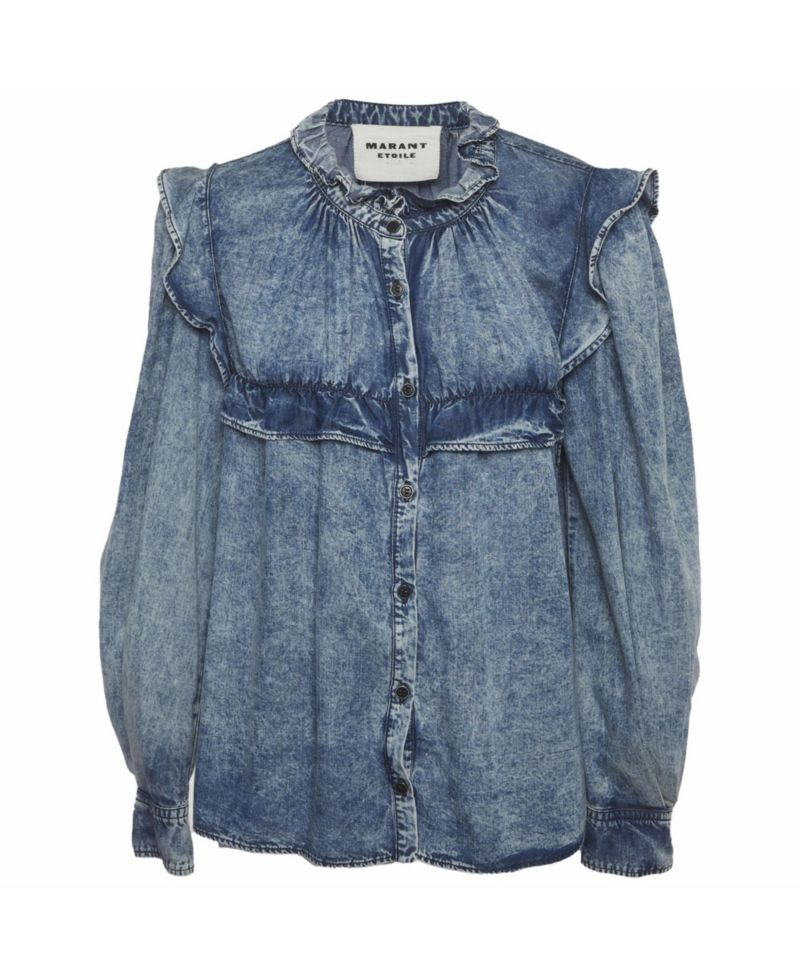 Women's Chambray Ruffle Top