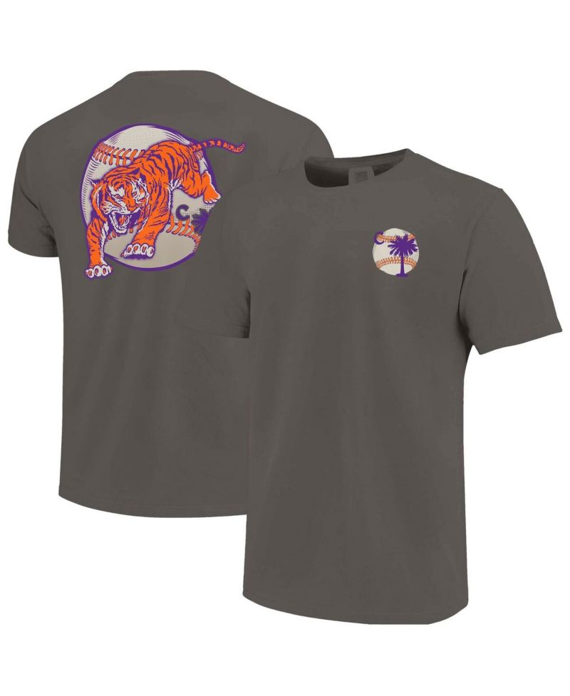 Men's Gray Clemson Tigers Palmetto C Baseball T-Shirt