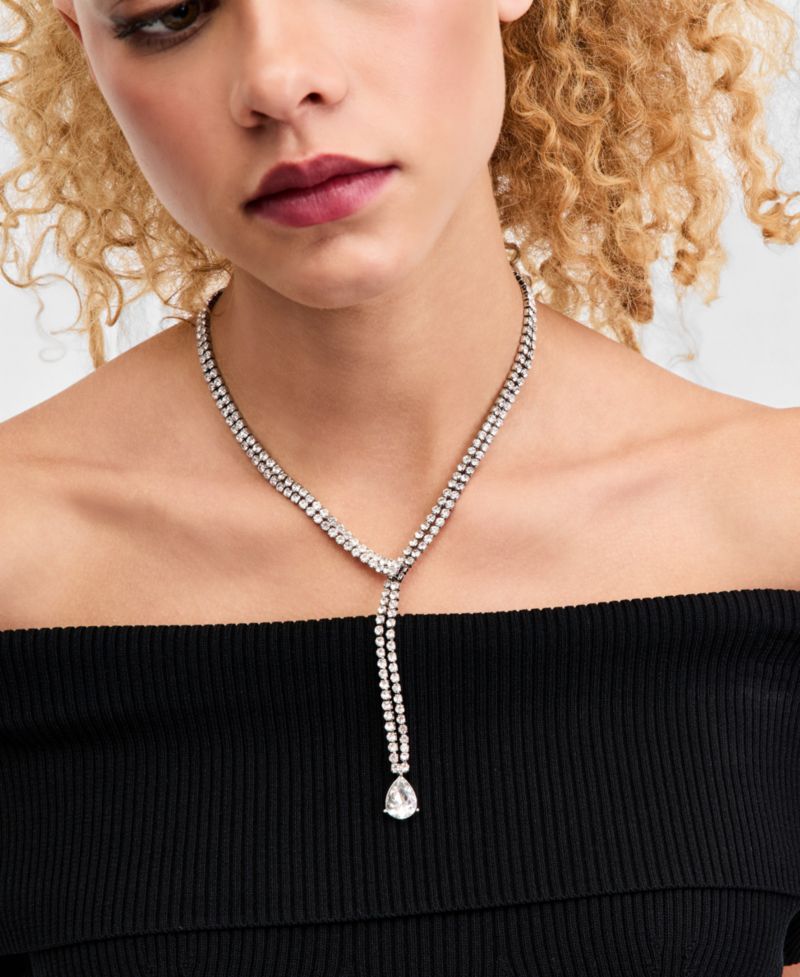 Crystal Lariat Necklace, 16-1/2" + 3" extender