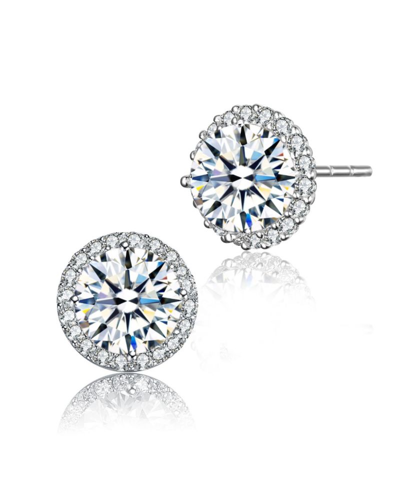 Sterling with Colored Cubic Zirconia Stud Earrings