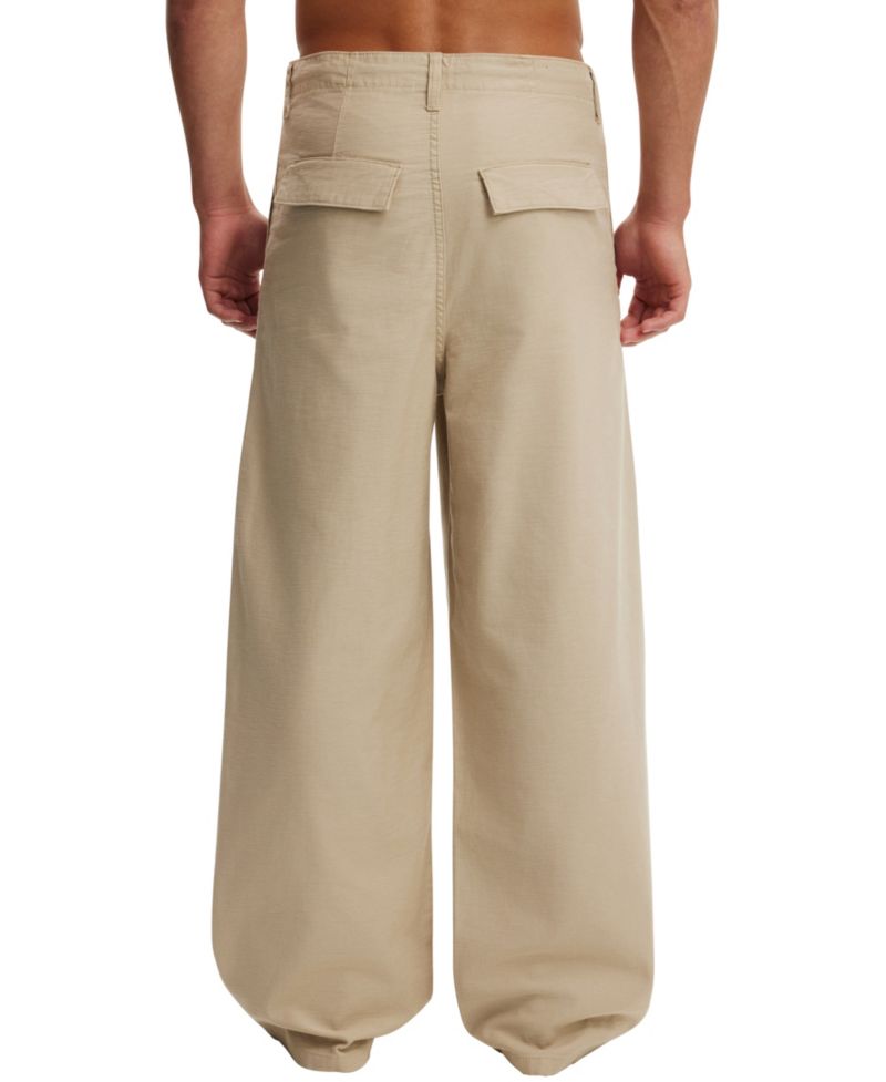 Men's Super Baggy Utility Wide-Leg Cotton-Slub Pants
