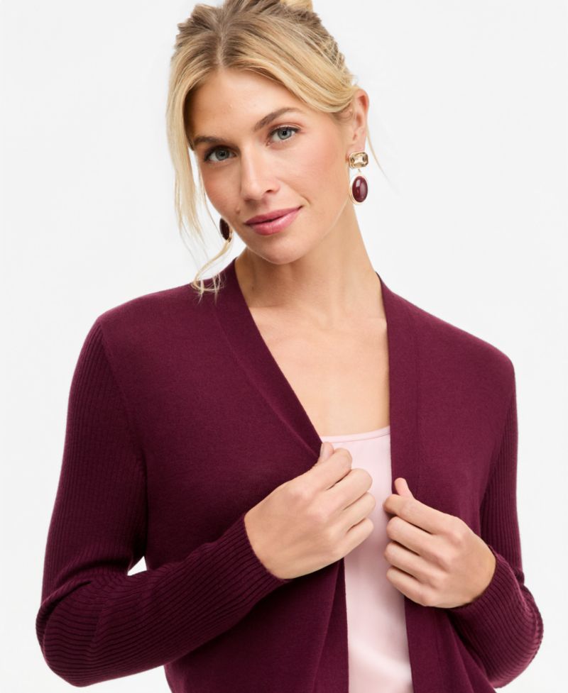 Women's Duster Open-Front Ribbed Cardigan