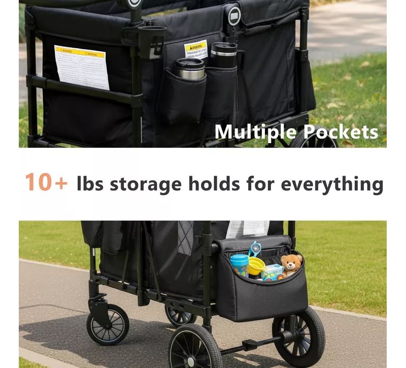 Baby All-Terrain Wagon Stroller for Two with Canopy, Snack Tray and Shock-Absorbing Wheels