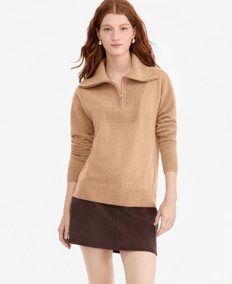 Women's 100% Cashmere Quarter-Zip Sweater
