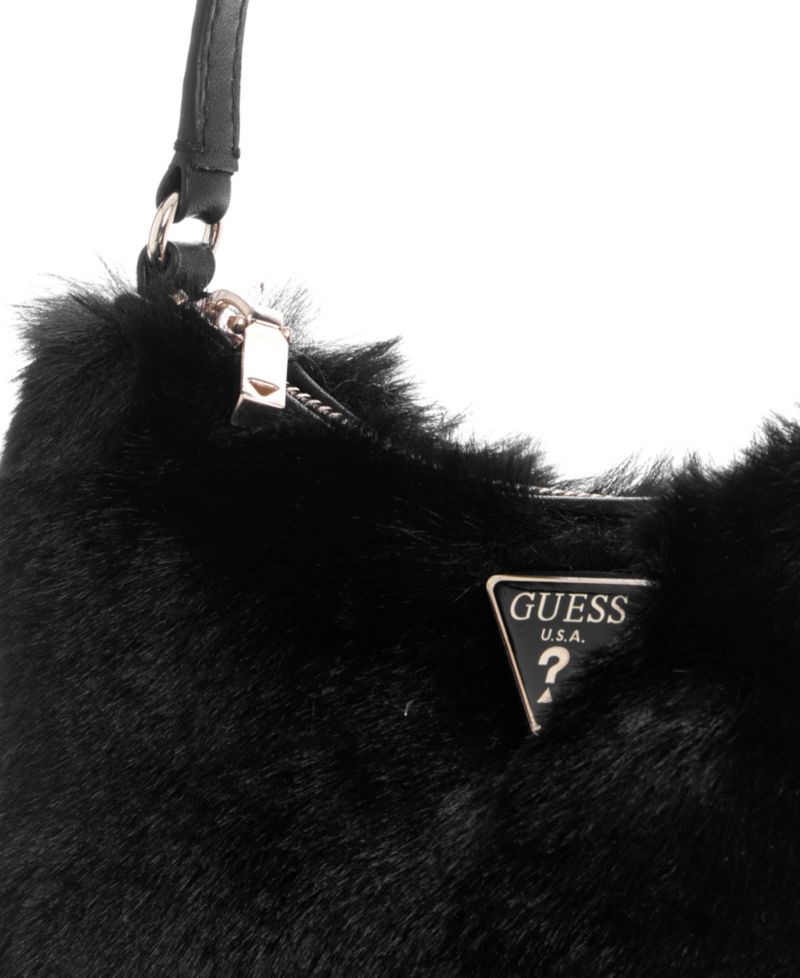 Faux Fur Shimmer Small Shoulder Handbag