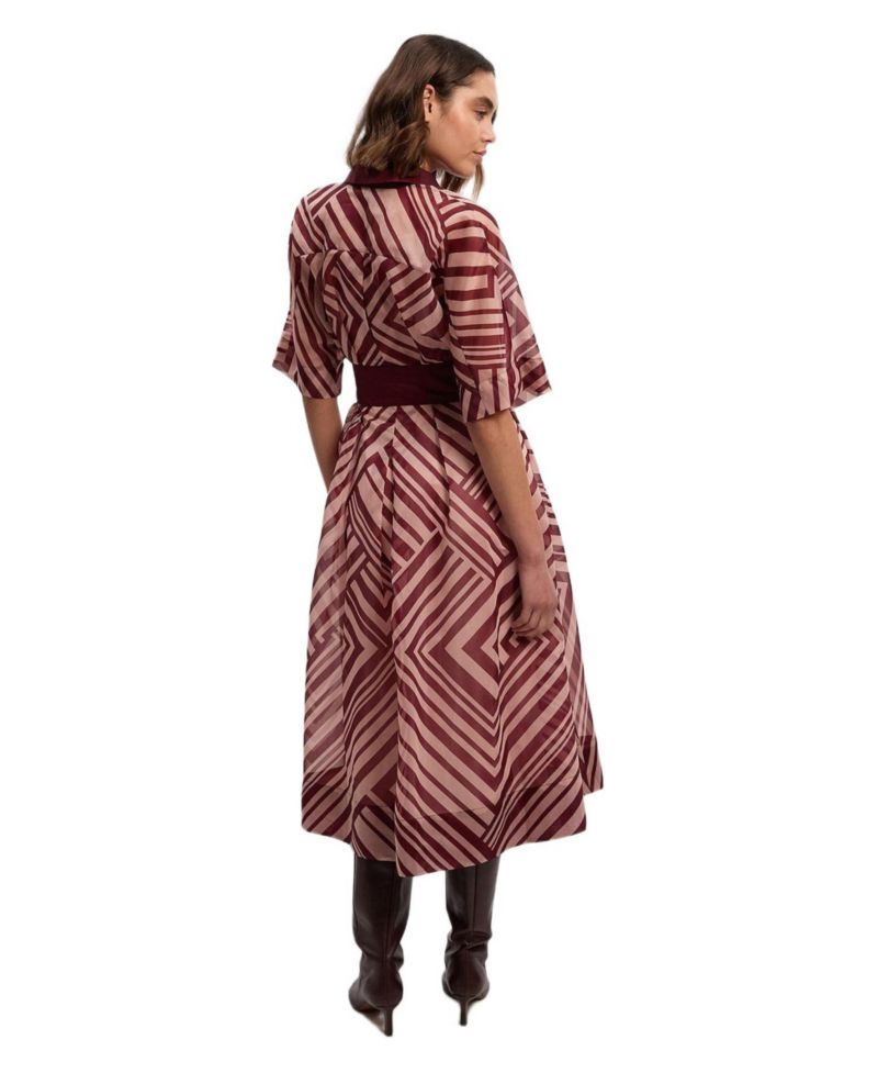 Women's Printed 3/4 Sleeve Plunge Midi Dress
