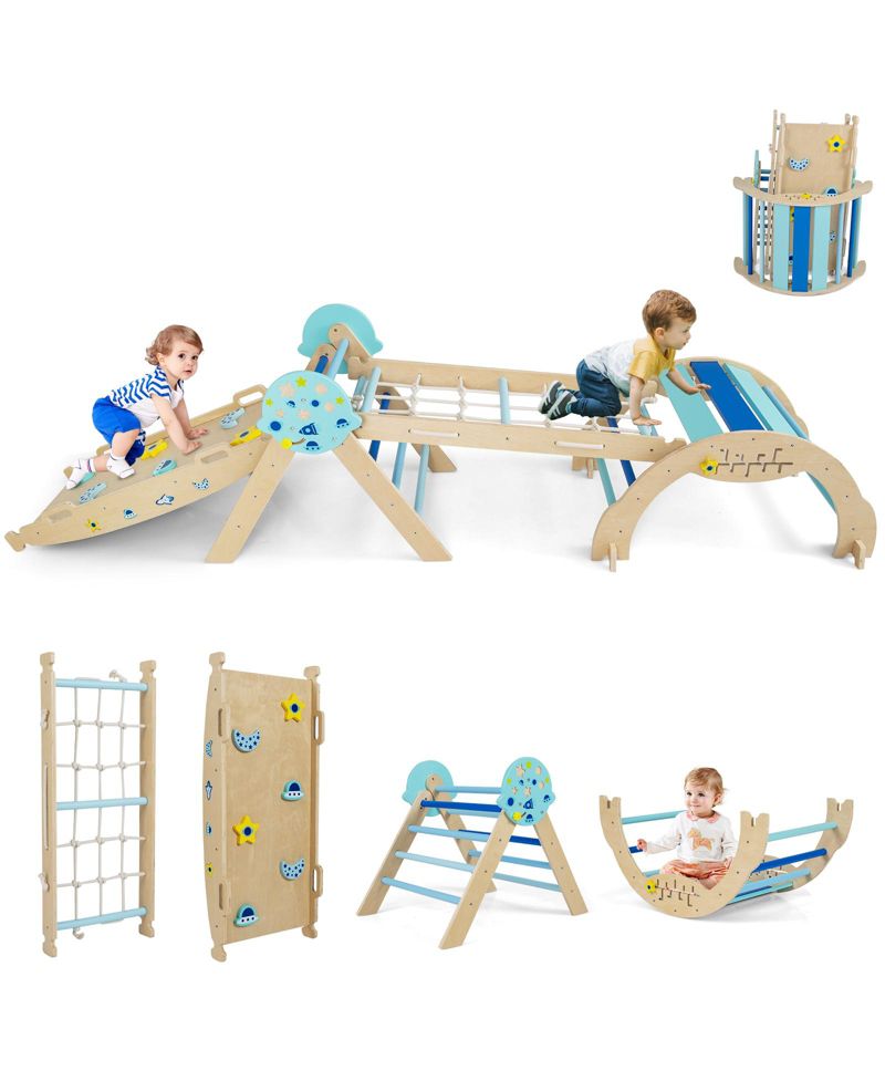 8-in-1 Foldable Triangle Baby Climbing Toys, Astronaut/Unicorn Theme