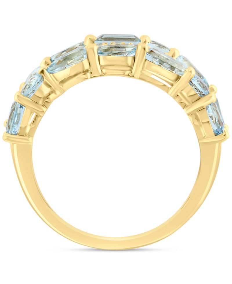 EFFY® Aquamarine (2-1/3 ct. t.w.) & Diamond (1/5 ct. t.w.) Multirow Ring in 14k Gold