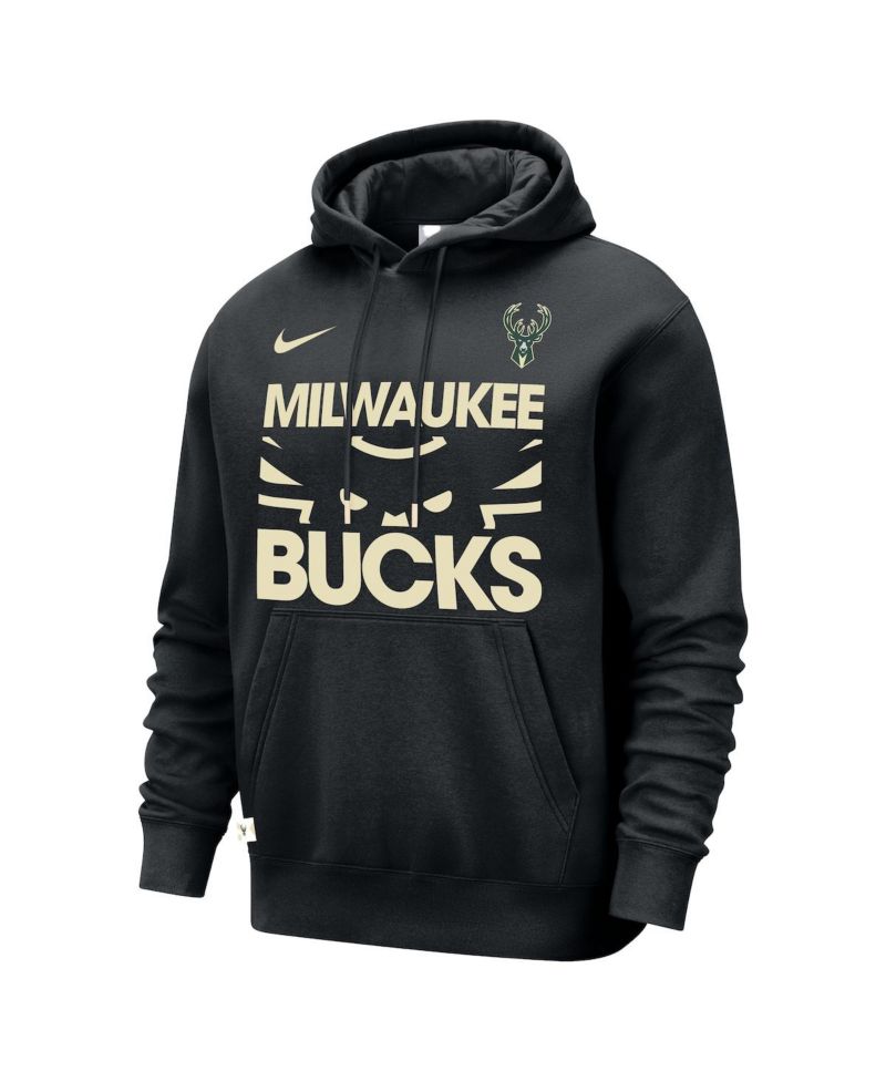 Men's Black Milwaukee Bucks Courtside Club Pullover Hoodie