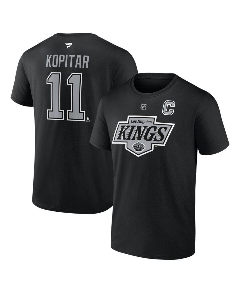 Men's Anze Kopitar Black Los Angeles Kings Authentic Stack Name & Number T-Shirt